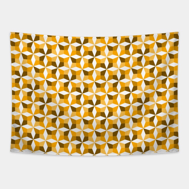 Geometric Diamond Pattern (Gold) Tapestry by John Uttley