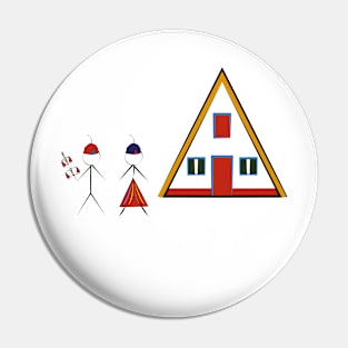 Madeira Island Male & Female Stick Figure inspired by Folklore & Santana House Pin