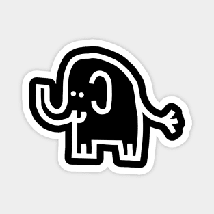 Minimal Animals White Line Drawing Elephant Self Portrait Magnet