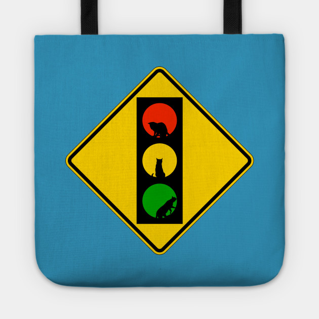 Mutcd W3 3 Signal Ahead With Funny Cats Sign Funny Cats Tote Teepublic