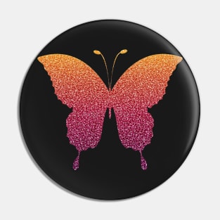 Red Orange Ombre Faux Glitter Butterfly Pin