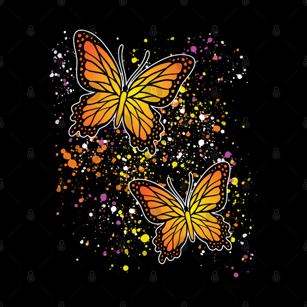 Beautiful Butterflies with Colorful Splatters by Designs by Darrin