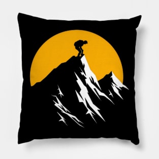 Mountain top orange sun Pillow