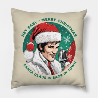 santa is back in town. rockabilly santa rocks Pillow