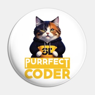 Just a Purrfect Coder Funny Cat Pin