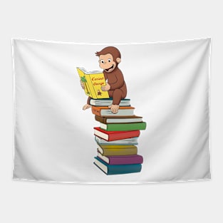 Curious George Tattoo on a Stack of Books Tapestry