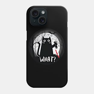 What? cat, Funny Murderous Black Cat With Knife, kawaii style, Season 2022 Phone Case