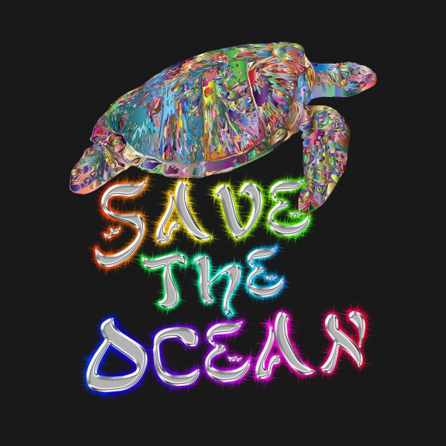 Save The Ocean - Turtle - Rainbow by Printaha