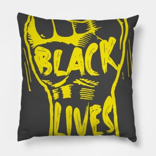 Black lives matter fist in yellow Pillow