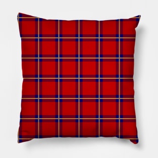 Red orange and Blue Tartan Plaid Pattern Pillow