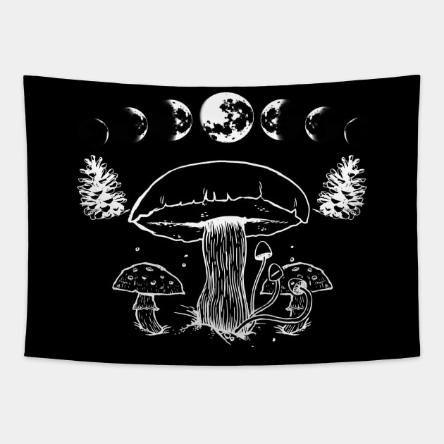 Mushroom Aesthetic Cute Fungi Lover Cottagecore Style Tapestry by sBag-Designs