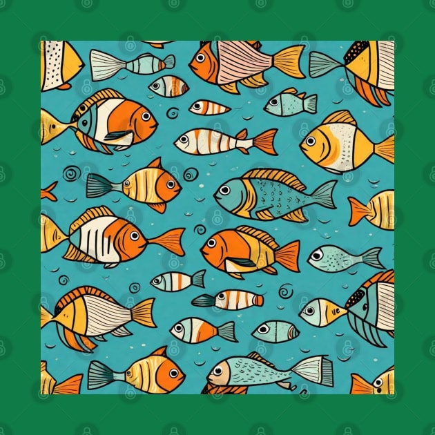 Cute fish patterns gift for kids room by WeLoveAnimals