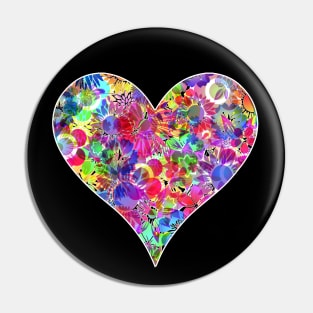 Floral Flower Rainbow Neon Bright Heart Pin