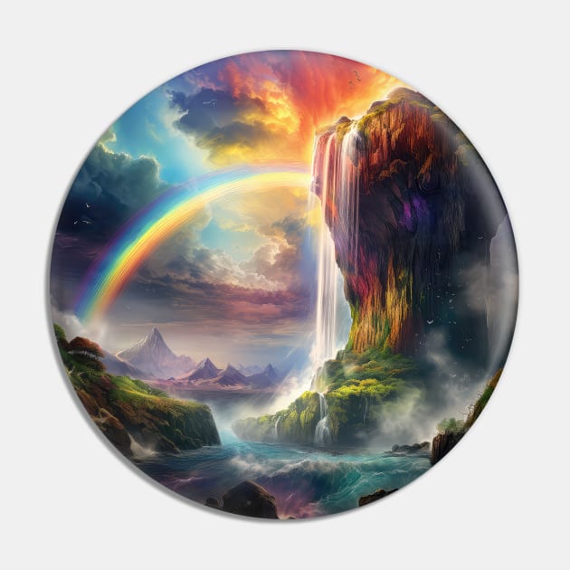 Waterfall and Rainbow Pin by Elisabeth Lucas