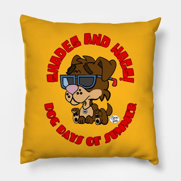 Shades and Wags Dog days of Summer Fritts Cartoons Pillow by Shean Fritts 