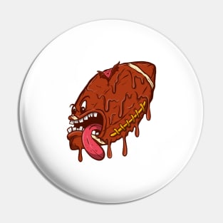 Melted Rugby Ball Character Pin