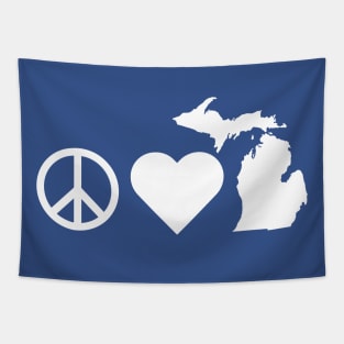 Peace Love Michigan Tapestry