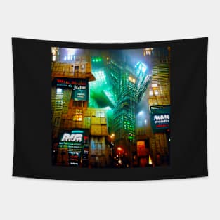 Cyberpunk City of the Future Tapestry