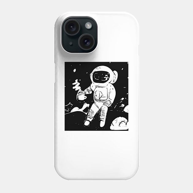 Sippin' Coffee in Space Man Phone Case by Nicheek