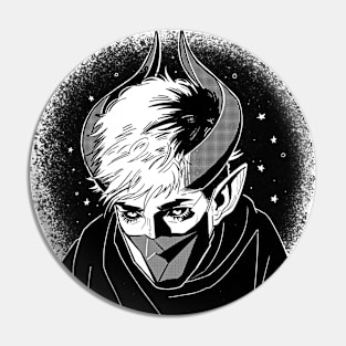 Cyberpunk Tiefling (B&W) Pin