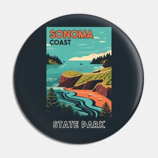 A Vintage Travel Art of the Sonoma Coast State Park - California - US Pin