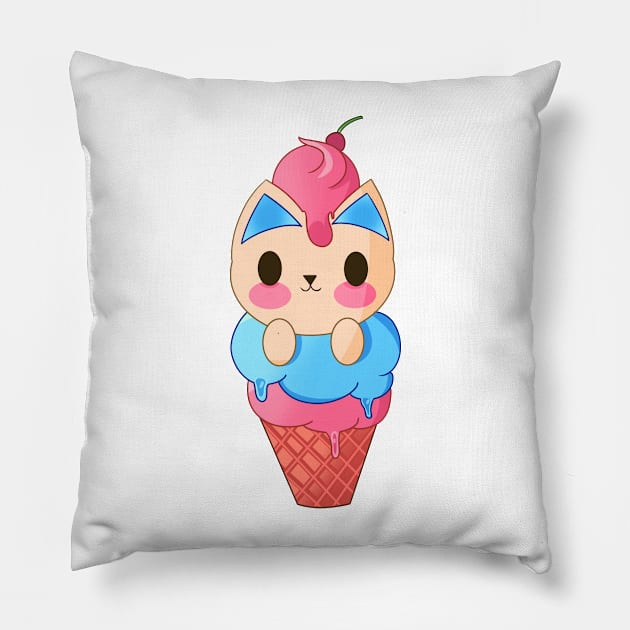 Ice Cream Kitten Pillow by Flicker Portraits