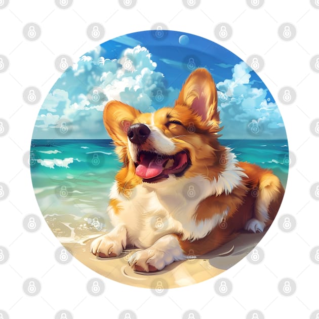 Summer corgi beach day by beangeerie