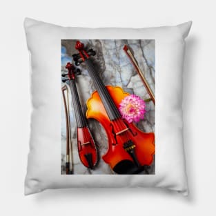 Baroque And pocket Violin With pink Dahlia Pillow