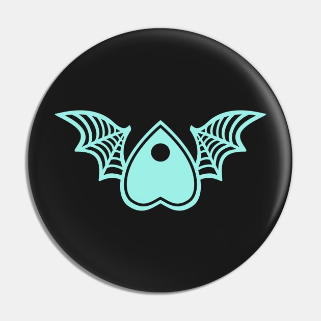 Planchette with Wings - Mint on Black Pin by AliceQuinn