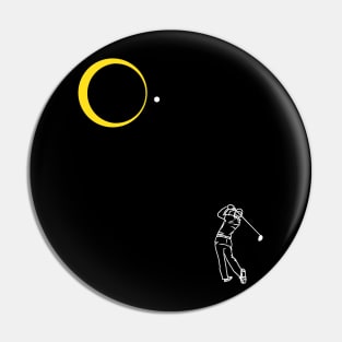 Total Solar Eclipse 2024 Golf Player Golfing Swing Ball Pin