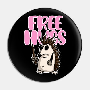 Cute Hedgehog Free Hugs Funny Pin