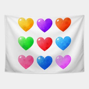 Colorful watercolor hearts Pack Tapestry