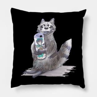 Racoon drinking Juice :3 Pillow