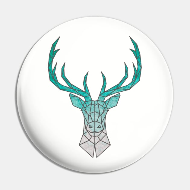 Geometric Deer Blue Pin by CloudTerra