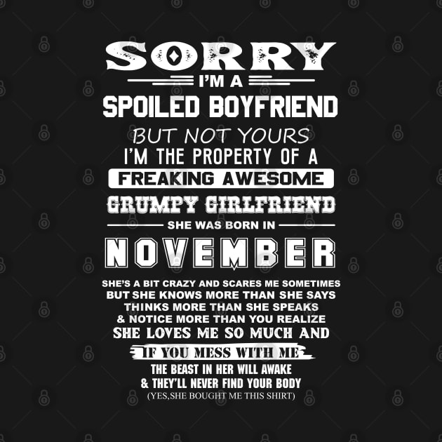Spoiled Boyfriend Property of Freaking Awesome Grumpy Girlfriend Born in November by mckinney