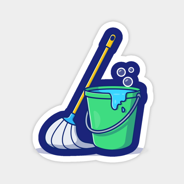 Mop And Bucket Vector Icon Illustration Magnet by Catalyst Labs