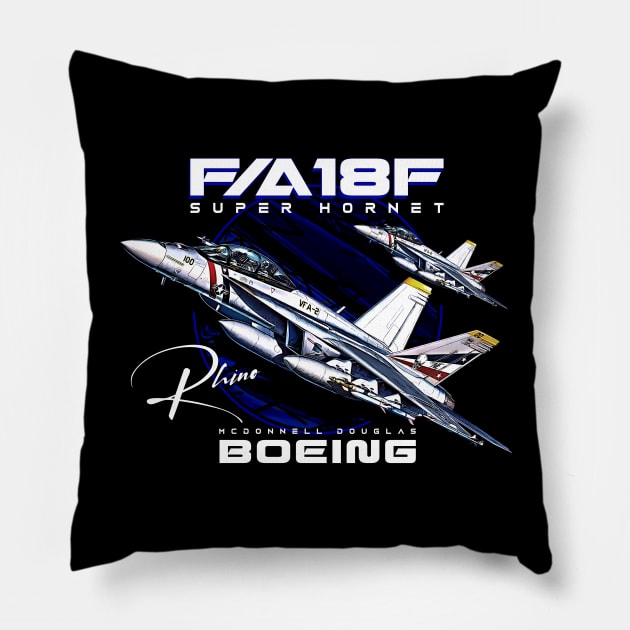F18 Super Hornet Rhino Us Air Force Fighterjet Pillow by aeroloversclothing