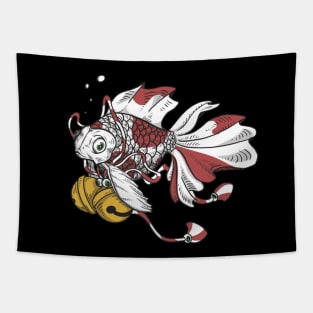 Japanese Goldfish with Lucky Bells Art Print Tapestry