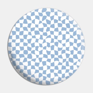 Warped Checkerboard, White and Blue Pin