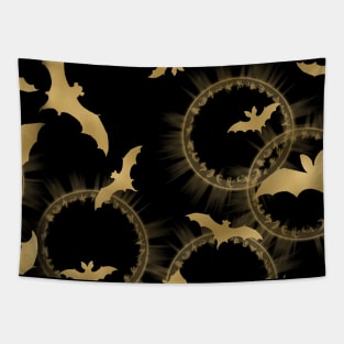 Bats and Magical Circles - Goth Fashion - bat, magic, witch, halloween, emo, gold Tapestry