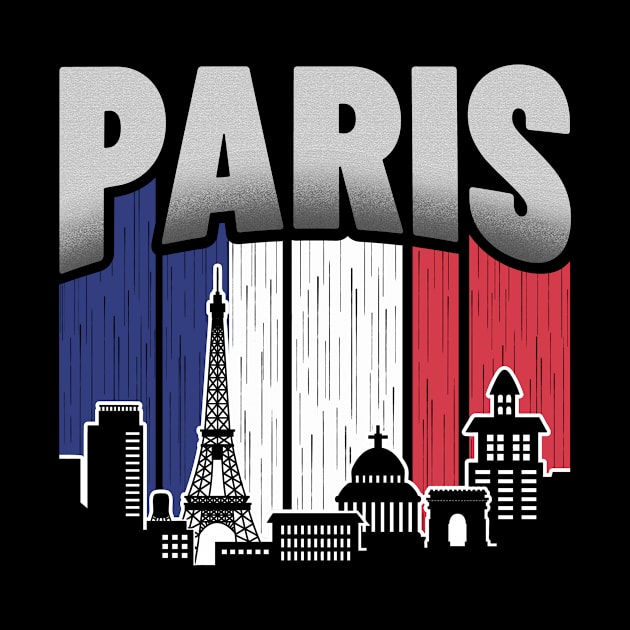 Paris France Skyline Vintage Flag by travel2xplanet