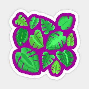 Monstera Plant Leaf Pattern (Plum Purple Background) Magnet