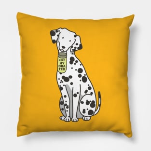 Dalmatian holding water bottle Pillow