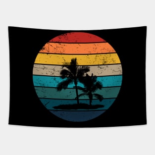 Retro Sunset with Palm Trees and seagull Tapestry