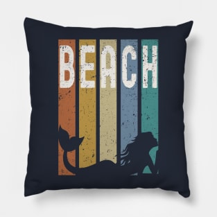 Retro Mermaid Beach Pillow