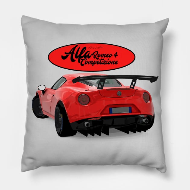 Alfa Romeo 4C Rosso Back Pillow by PjesusArt