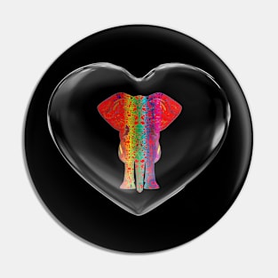 Crystal Heart Rainbow Elephant Pin