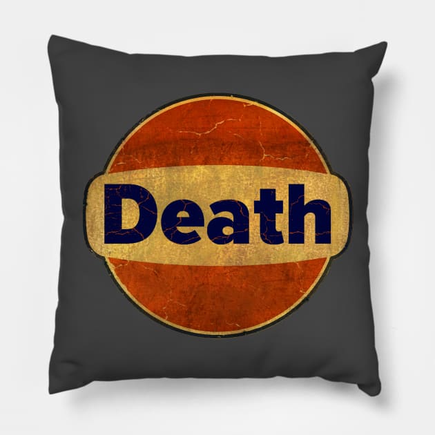 Death Gasoline and oil Pillow by Midcenturydave