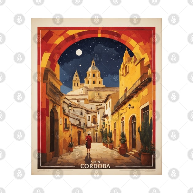 Cordoba Spain Starry Night Travel Tourism Retro Vintage by TravelersGems