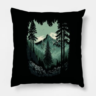 Mountain Pine Tree Forest Nature Pillow